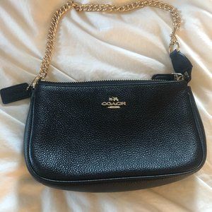 Black Coach Clutch/Wristlet with gold chain